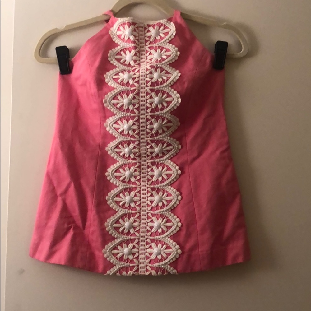 Lily Pulitzer Pink Top White Lace/Beading